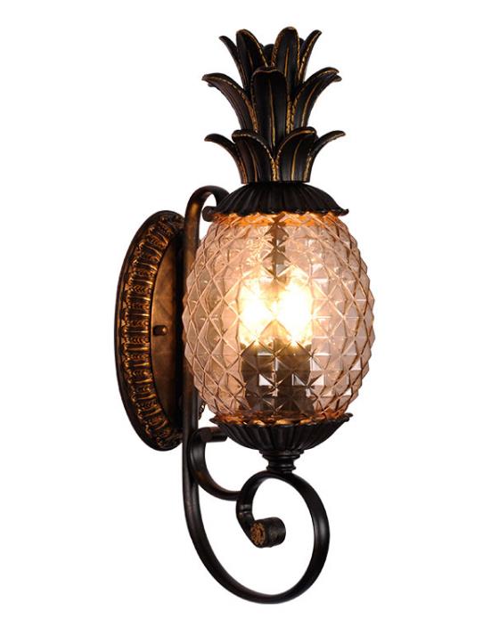 черный ананасовый настенный светильник на открытом воздухе для дома